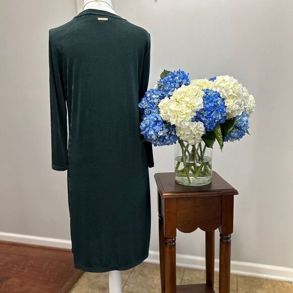 Michael Kors Green Sheath Dress Long Sleeve Crew Neck - Picture 6 of 8